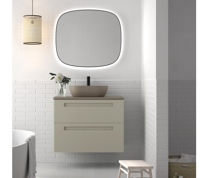 Conjunto mueble de baño con lavabo sobre encimera de microtec Avila Dos Paris Principal 0