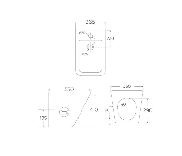 Pack inodoro compacto + bidé Fossil Natura Venecia Croquis 7