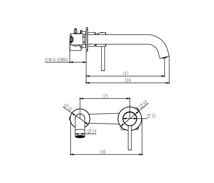 Grifo de lavabo empotrado GME Sirio Croquis 10
