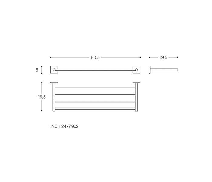 Toallero repisa de baño Cosmic Square Duo Croquis 3