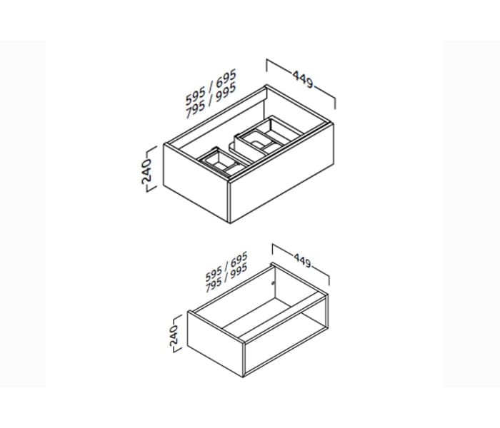 Mueble de baño con encimera de madera Coycama Landes Croquis 7