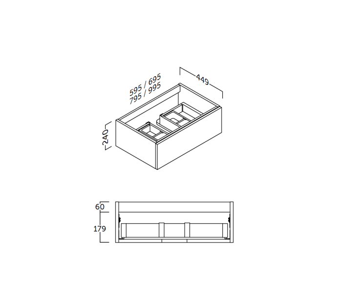 Mueble de baño con encimera de madera Coycama Landes Croquis 7