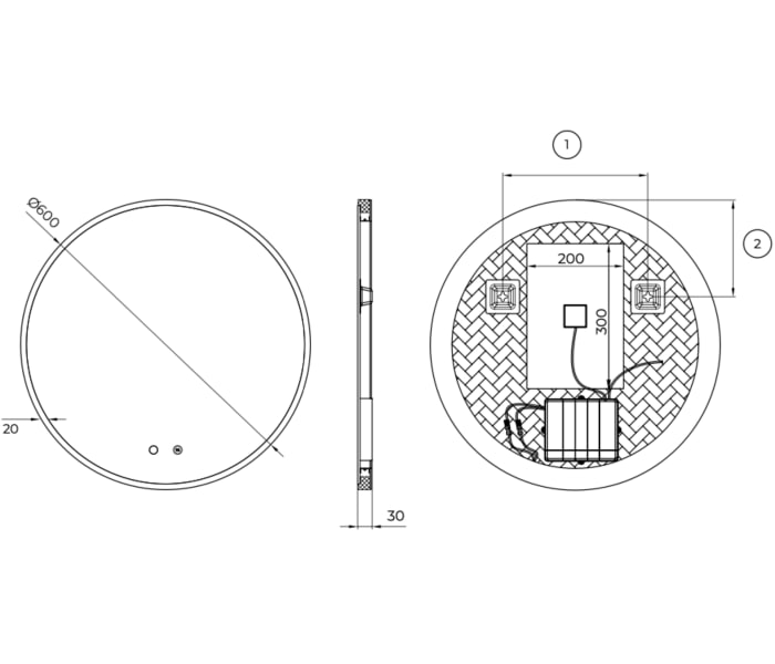 Espejo de baño con luz LED Ledimex Atenas Croquis 8