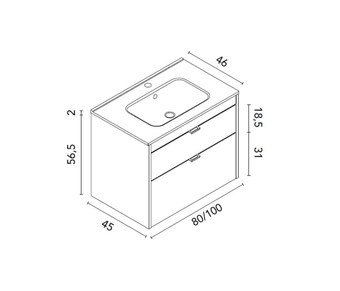 Conjunto mueble de baño Logika Royo Croquis 6