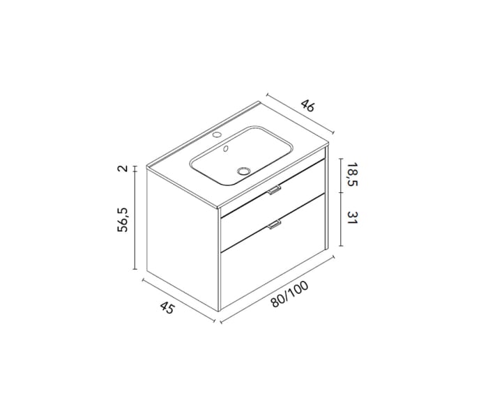 Conjunto mueble de baño Logika Royo Croquis 6