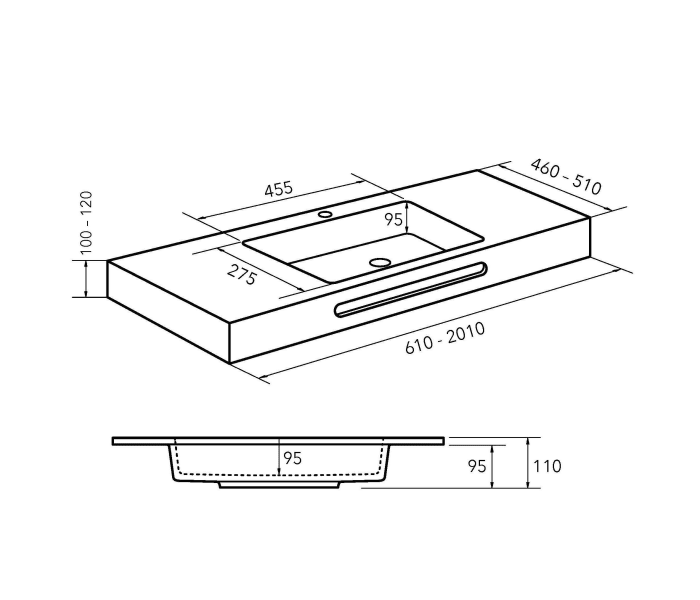 Lavabo encastrado Bruntec Ideal Croquis 1