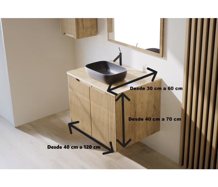 Mueble de Baño de madera maciza a Medida con encimera Bruntec Alpes 14 Croquis 6