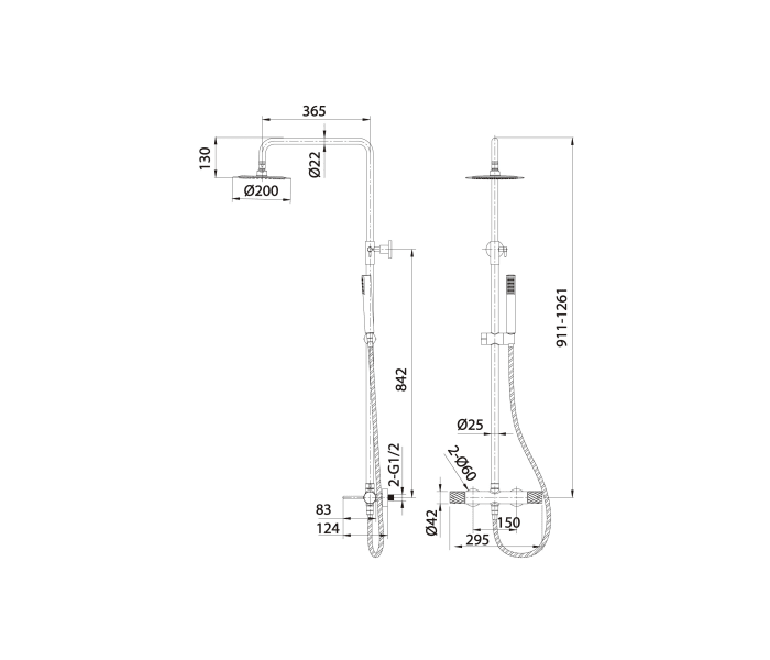 Columna de ducha Imex Bless Croquis 24