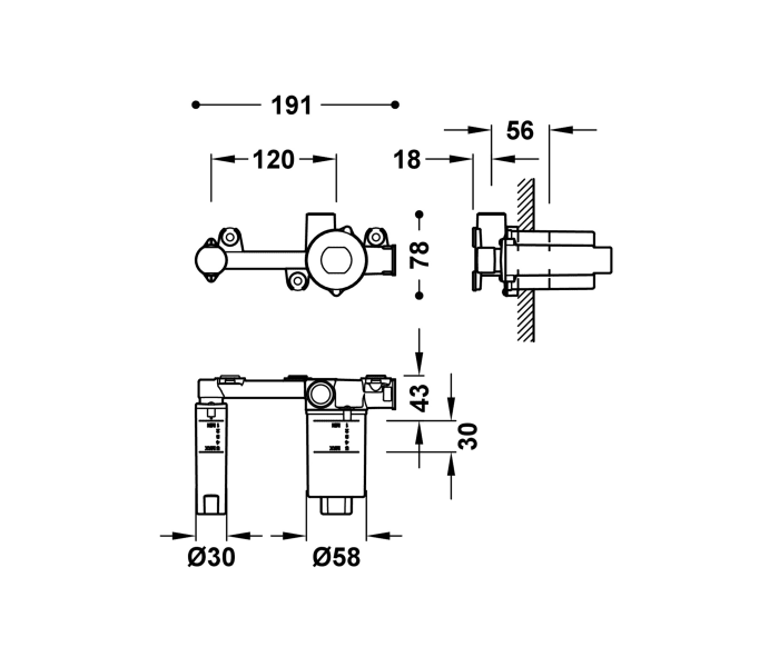 Grifo de lavabo empotrado Tres Project Croquis 14