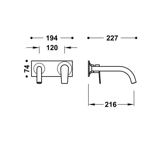 Grifo de lavabo empotrado Tres Project Croquis 13