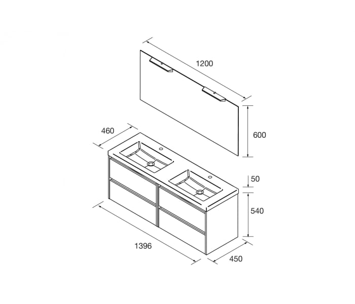 Conjunto mueble de baño Salgar Noja Croquis 10