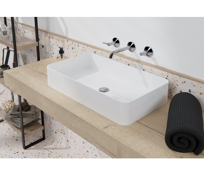 Lavabo sobre encimera Bergamo 59x39cm Blanco brillo