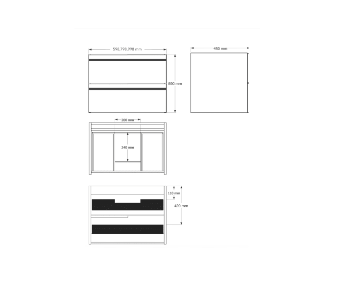 Muebles de baño con encimera de madera Bruntec Candem Croquis 7