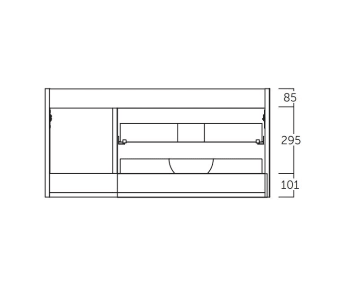 Mueble de baño Coycama Cenit con encimera de solid surface Croquis 2