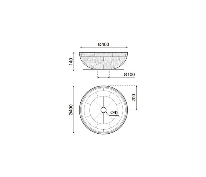 Lavabo sobre encimera Bathco Calcuta Croquis 4