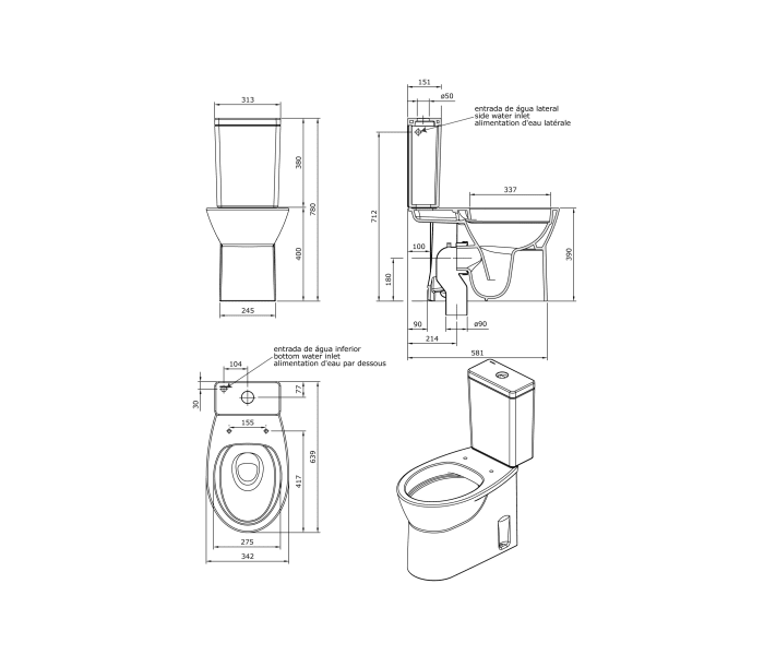 Pack inodoro + bidé Unisan Sanindusa Easy Croquis 6