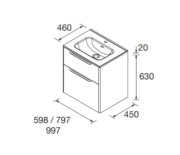 Conjunto mueble de baño Salgar Luva Croquis 6