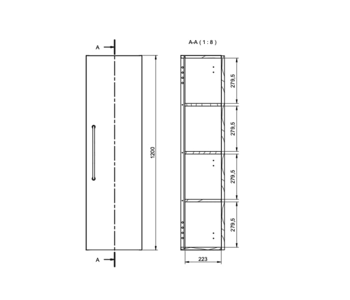 Columna de baño Visobath Verso puerta lisa Croquis 17