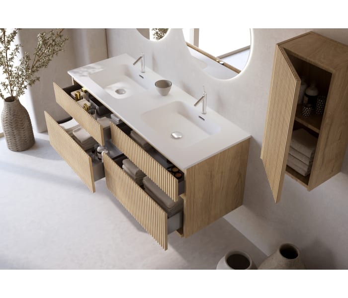 Conjunto de mueble de baño madera maciza ranurada Bruntec Alpes 7 Detalle 3