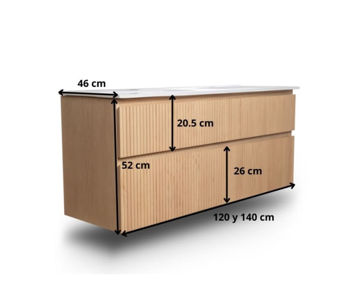 Conjunto de mueble de baño madera maciza palilleria Bruntec Alpes 7 Croquis 8