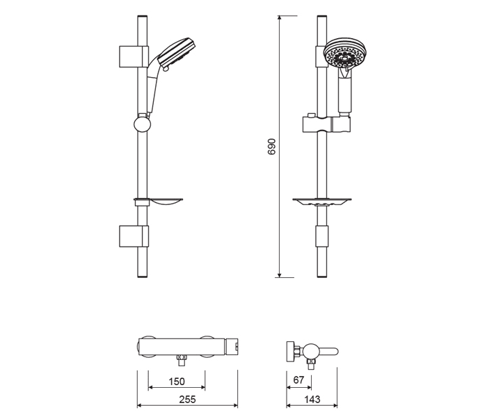 Grifo de ducha Lluvibath Boston Croquis 1