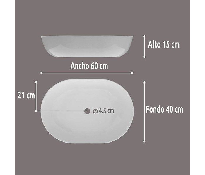 Lavabo sobre encimera Art and Bath Mónaco 60 Croquis 2