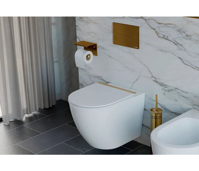 Pack inodoro + cisterna empotrada + pulsador Fossil Natura Elba blanco mate Ambiente 5