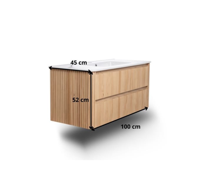 Conjunto de mueble de baño con lavabo encastrado Bruntec Baviera Croquis 5