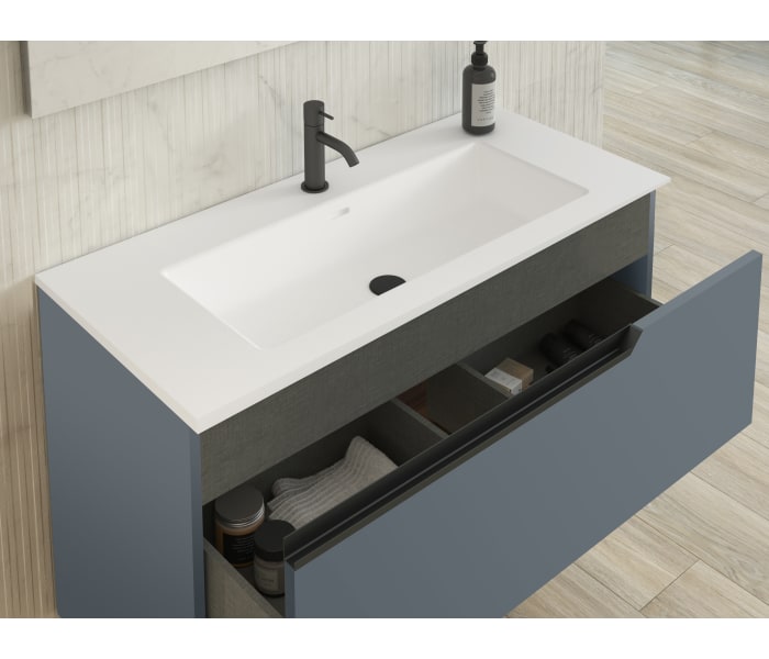 Mueble de baño suspendido 1 cajón/1 hueco con lavabo color Black Ada Modelo  Eleven