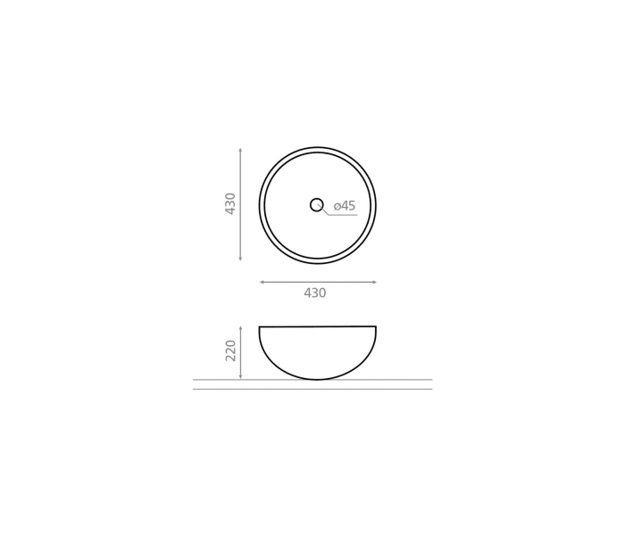 Lavabo sobre encimera Bathco Bejes Croquis 2