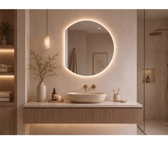 Espejo media luna con luz LED Bruntec Zoni Detalle 5