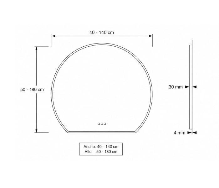 Espejo media luna con luz LED Bruntec Zoni Croquis 8