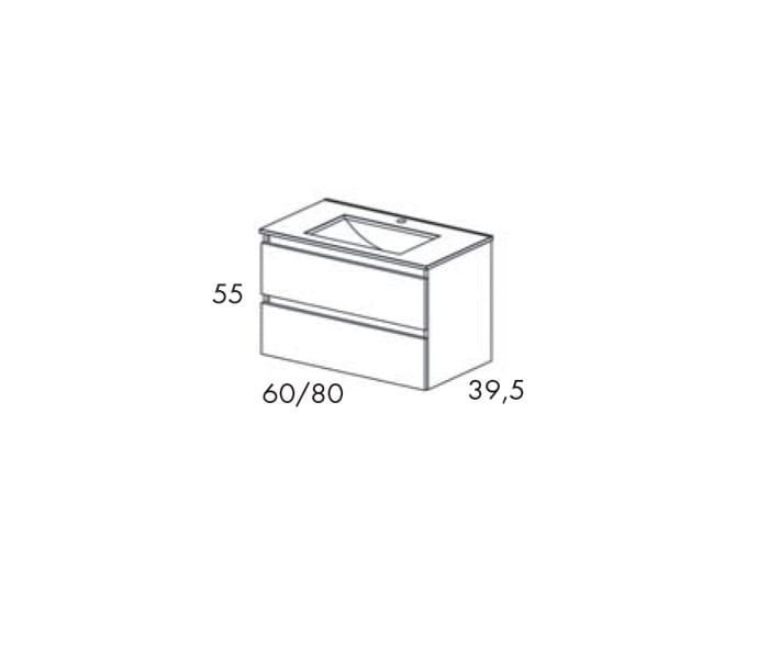 Conjunto mueble de baño fondo reducido 39.5 cm Viso Bath Box Croquis 8