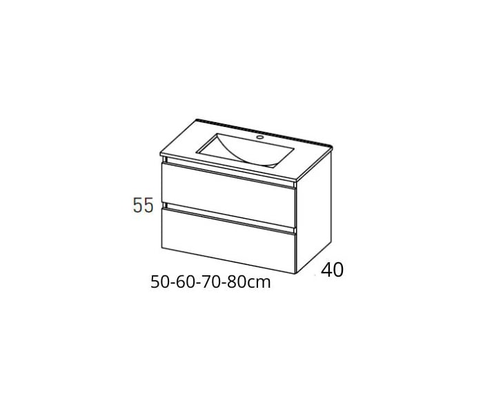 Conjunto mueble de baño fondo reducido 40 cm Viso Nido Croquis 7