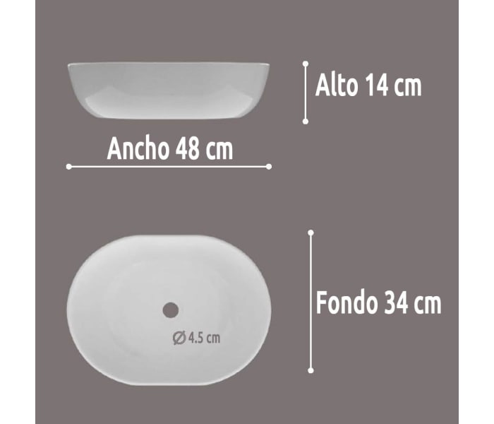 Lavabo sobre encimera Art and Bath Mónaco Croquis 3