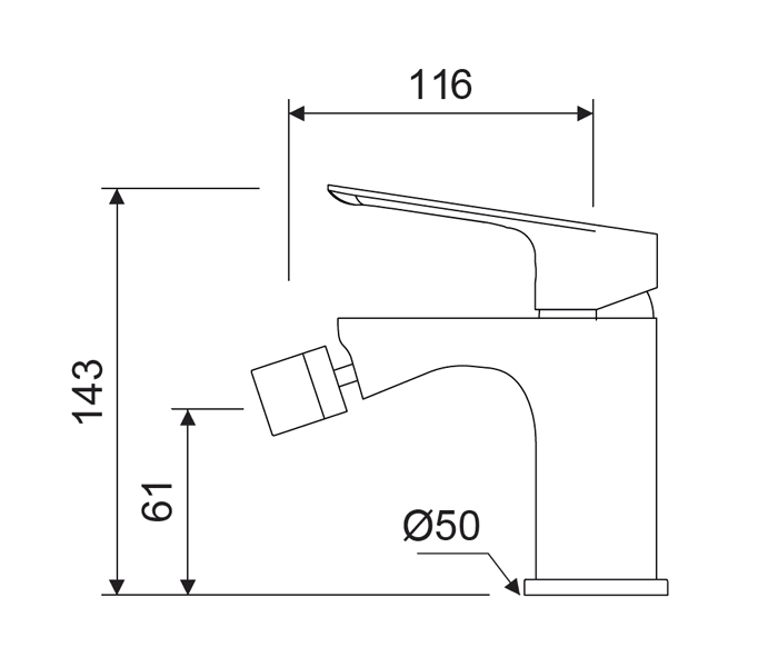 Grifo de bidé Lluvibath Bass Croquis 1