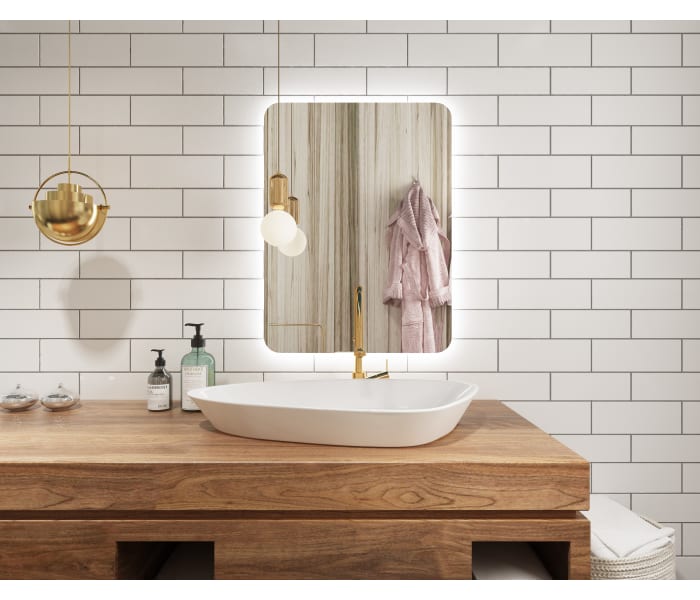 Espejo Rectangular Bluetooth LED de Baño 80 x 60 cm, Lupa para