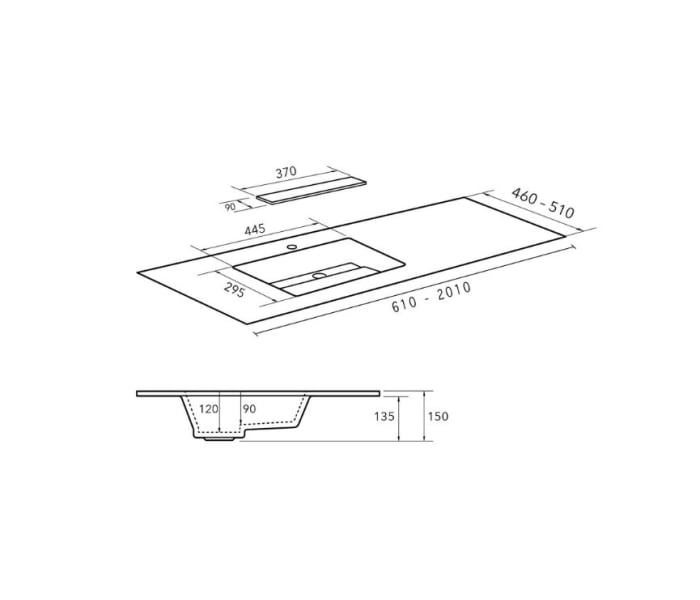 Lavabo encastrado Bruntec Miami Croquis 1