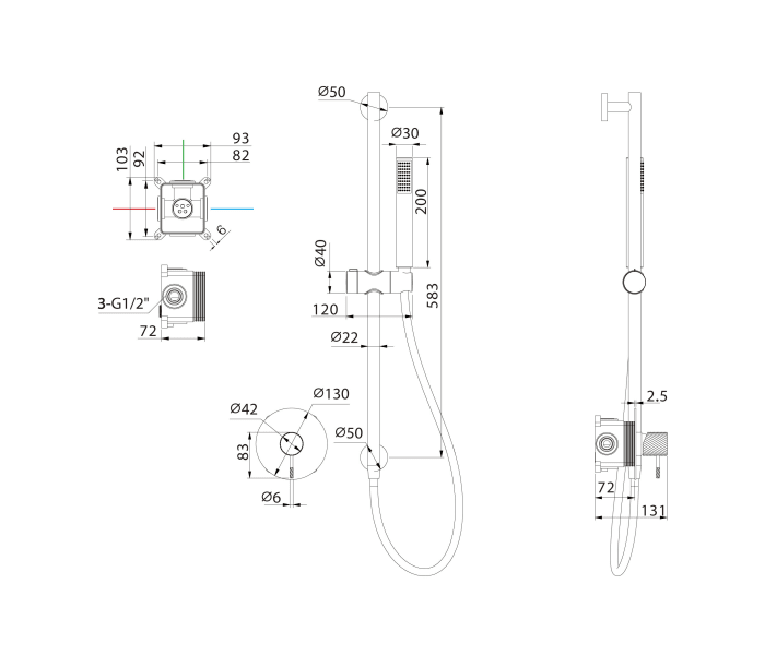 Grifo de ducha empotrado Imex Bless Croquis 9