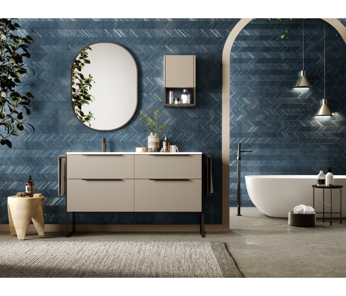 Mueble de Baño Al Suelo con Lavabo Cerámico Galsaky Industrial, Mueble Baño  con Patas de 2 cajones con Cierre Amortiguado y Organizador, Guías Hettich, Roble Natural