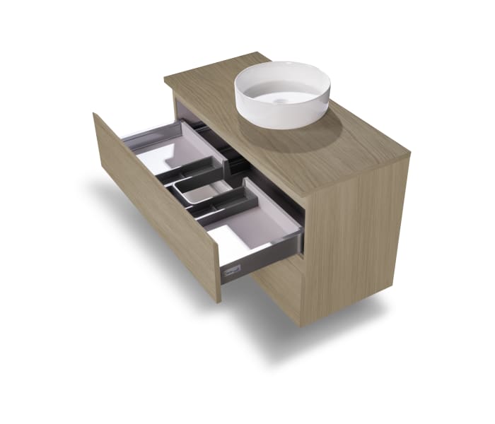 Mueble de baño MDF lacado con encimera de madera Bruntec Vilma Detalle 23