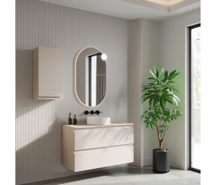 Mueble de baño MDF lacado con encimera de madera Bruntec Vilma Principal 0