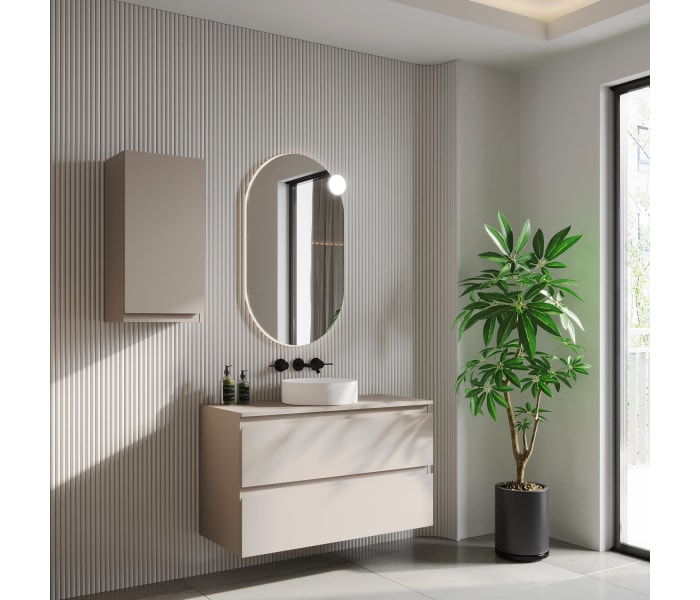 Mueble de baño MDF lacado con encimera de madera Bruntec Vilma Principal 2