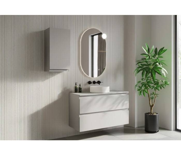 Mueble de baño MDF lacado con encimera de madera Bruntec Vilma Principal 0