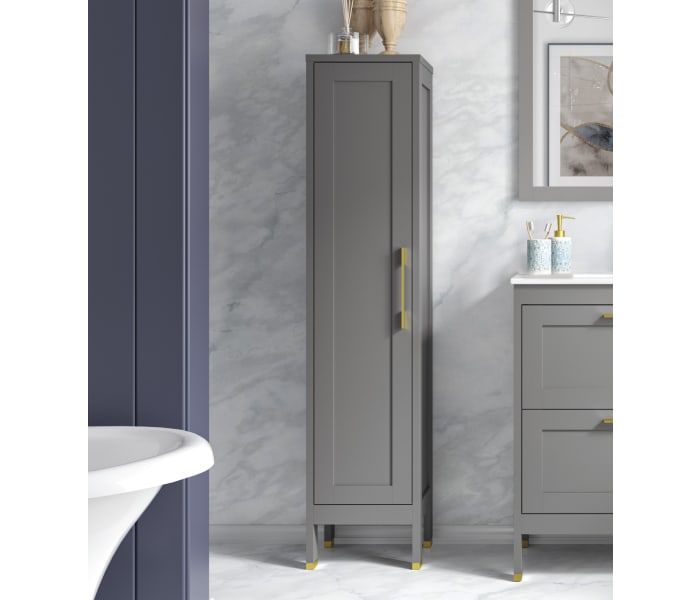 Dmora - Columna de baño Dmarron, Mueble columna para baño con 2