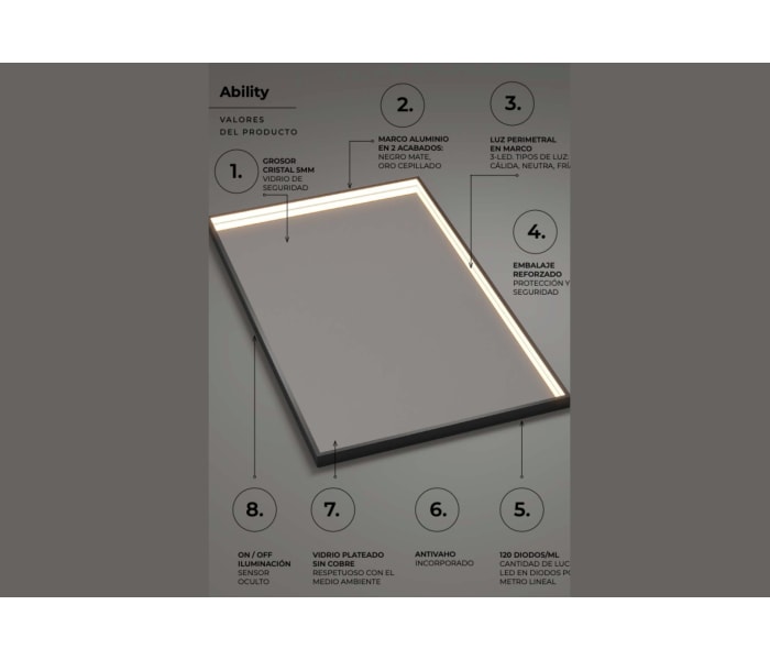 Espejo de baño con luz LED Ledimex Ability Detalle 5