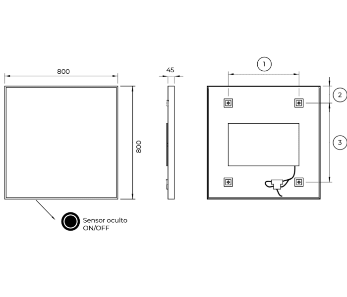Espejo de baño con luz LED Ledimex Ability Croquis 10