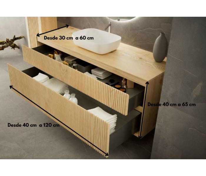 Mueble de Baño de madera maciza a medida con encimera de madera Bruntec Alpes 1 Croquis 5