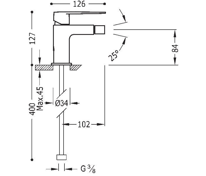 Grifo de bidé Tres Class Croquis 1