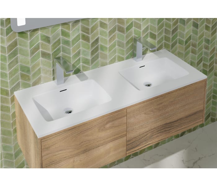 Lavabo baño doble seno ancho 121 cm Solid Surface Fondo 46 cm